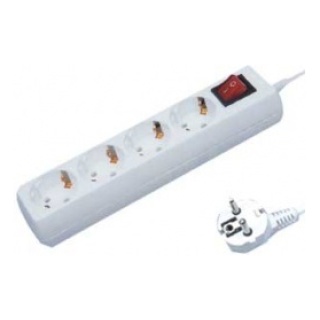 Πολύπριζο με Διακόπτη 4 Θέσεων 1.5m Λευκό KF04K