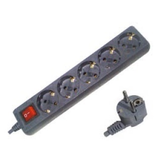 Πολύπριζο με Διακόπτη 5 Θέσεων 1.5m Γκρι G05K