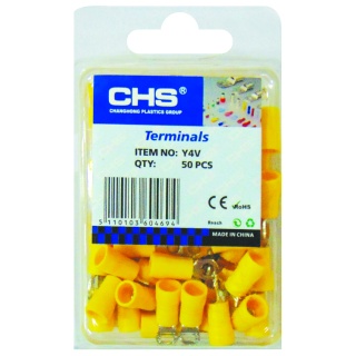 Ακροδέκτης Οπής με Μόνωση Κίτρινη 4.3mm (50τμχ) CHS Y4V