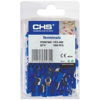 Ακροδέκτης Οπής με Μόνωση Μπλε 4.3mm (100τμχ) CHS VF2-4M